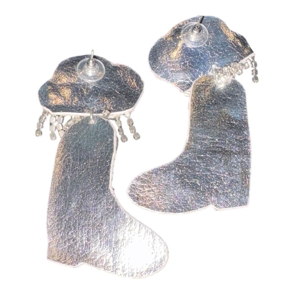 Cowboy Boot Beaded Statement Earrings Western Yeehaw Fringe J26 - Picture 4 of 4